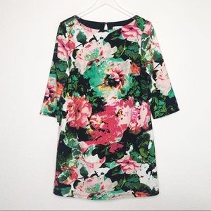 Nicole Miller | Black Floral Shift Dress. Size 10